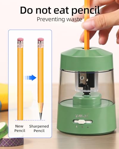 ZMOL Electric Pencil Sharpener Battery Powered, 6-12mm Jumbo Pencils,Green - color: Green
