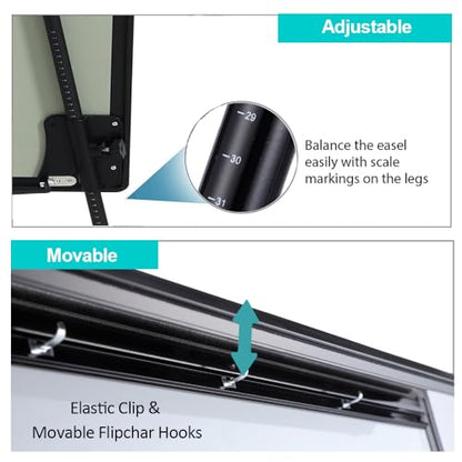 Magnetic Whiteboard Easel Dry Erase Board with Tripod Stand, 36"x24", Black - color: Black, size: 24"W x 36"H