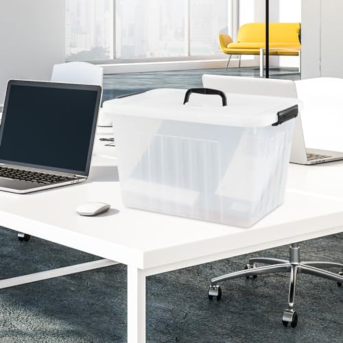 Asking 18 L Clear Plastic Storage Box with Handle, 4-Pack - size: 18 L