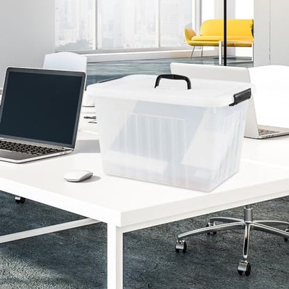 Asking 18 L Clear Plastic Storage Box with Handle, 4-Pack - size: 18 L