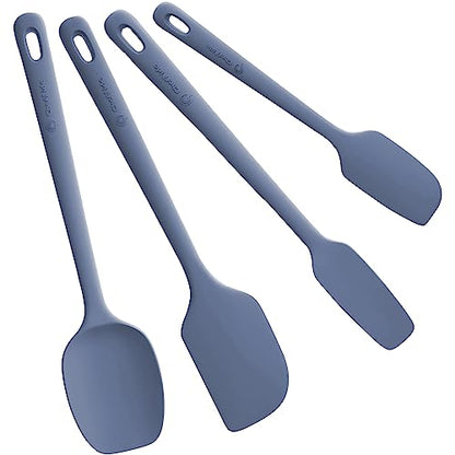 ChefAide 4 Pieces Silicone Spatulas Set, Heat Resistant Rubber Spatula - color: Blue, size: 4 pieces