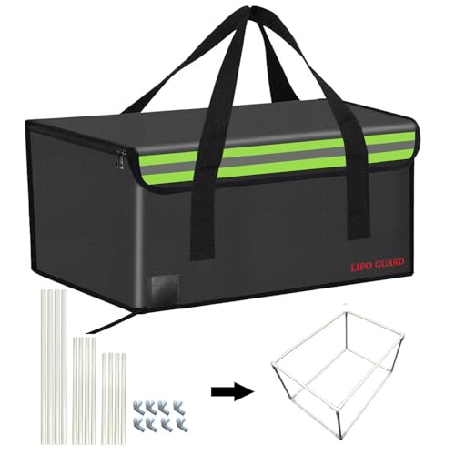 19.7"x13.8"x11.8" With support Lipo Safe Bag Fireproof Bag for Lipo Battery Pack Storage Charging Transport,Home Office Travel Fireproof Safe for Cash Valuables Jewelry Passport Power bank Battery - size: 50*35*30cm+support
