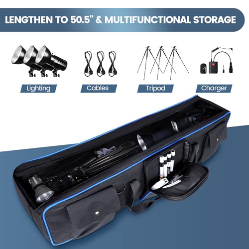 YOREPEK 50.5" Heavy Tripod Carrying Case Bag with 2 Padding Protective Pads - color: 50.5*9.5*9.5