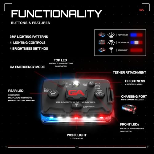 Guardian Angel Elite Safety Light - Red/Blue/White Front & Red/Blue Rear - color: Elite Blue/Red, size: 1-Pack