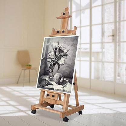 56 to 91" Adjustable Large Movable Artist Studio Easel Wooden Art Stand H-Frame