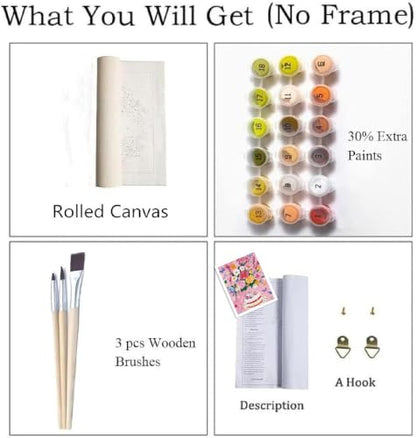 ZRIZQ Flowers Paint by Numbers Kit for Adults Beginner,Birthday,16x20 - color: 16"X20"Rolled Canvas-Birthday Flowers