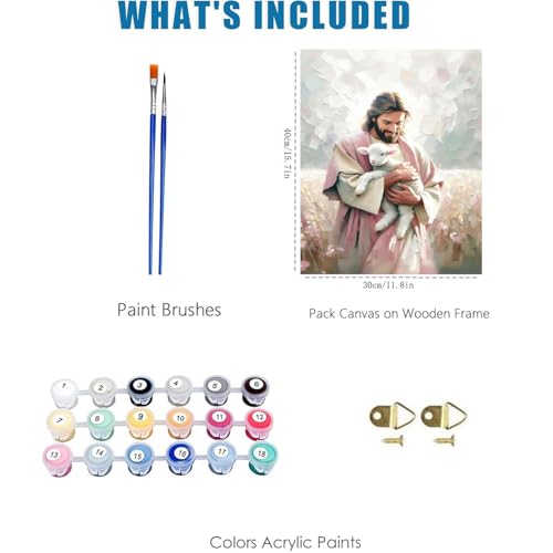 Jesus Paint by Numbers Kit for Adults Framed Canvas 12X16 in, Frameworkless - color: YH02817