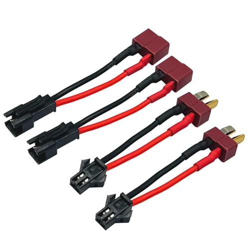 2Pairs SM-2P Plug to T Plug Adapter Male Female Connector with 18AWG 5CM Silicone Wire for RC Car Drone Boat Lipo Li-ion Battery