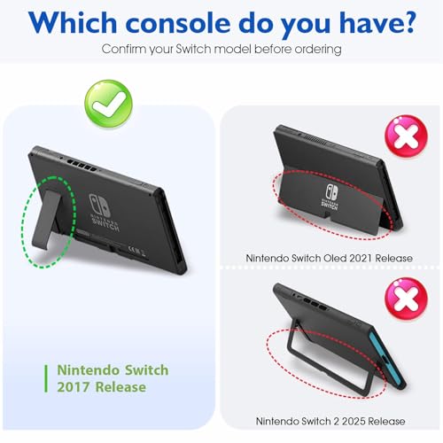 Dockable Case for Nintendo Switch - COMCOOL 3 in 1 Protective Cover Case for Nintendo Switch and Joy-Con Controller with Screen Protector and Thumb grips - Pink - color: Pink