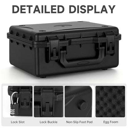 TORIBIO Hard Carrying Case with Foam, Shockproof Storage Box 12"x9.3"x4" - size: 12"x9.3"x4"