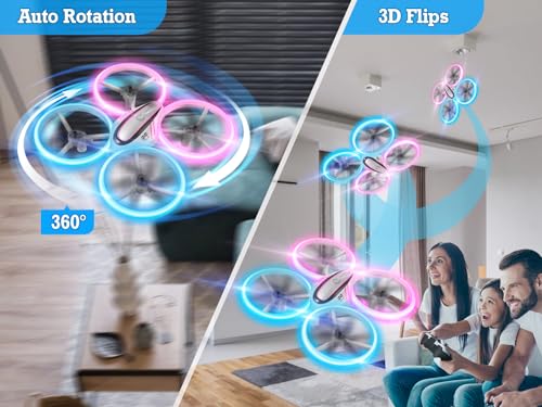 Q9s Drones for Kids,Cool RC Drone with Altitude Hold and Headless Mode,Hobby Quadcopter with Blue&Pink Light,2 Batteries and Remote Control,Birthday and Xmas Gifts Toys for Boys and Girls,Pink - color: Pink
