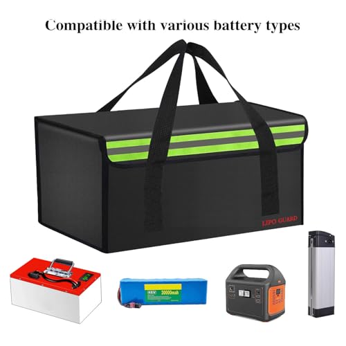 17.8"x9.8"x9.8" Lipo Safe Bag Fireproof Bag for Lipo Battery Pack Storage Charging Transport,Home Office Travel Fireproof Safe Storage for Cash Valuables Jewelry Passport Power bank Lipo Battery - size: 450*250*250mm