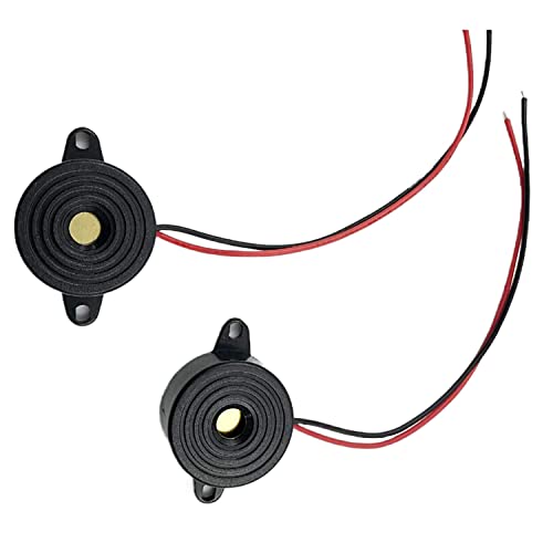 FainWan 2pcs DC 3-24V Active Piezo Buzzer with Lead Wire 2312 High Decibels Continuous Sounder Electronic Buzzer Alarm 23x12mm