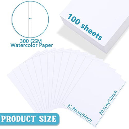 Spiareal 100 Sheets 9 x 12 Inch 100 Sheets Watercolor Paper Bulk 140 Lb - size: 9 x 12 Inch