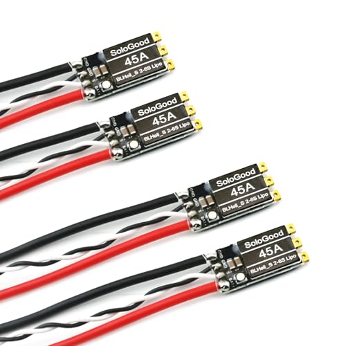 SoloGood 4Pcs 45A Brushless ESC 2S-6S Lipo BLHeli_S 4S 5S Electronic Speed Controller Support D-Shot 150/300/600 for RC FPV Quadcopter - color: 45a Esc Blheli_ S 2-6s
