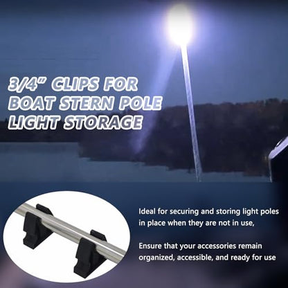 Rubber Pole Light Storage Clips for Boat to Hold 3/4 Inches Poles, Versatile Black Clips for Marine Organization Boat Accessories