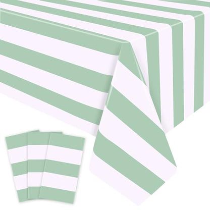 Kesfey Sage Green Striped Tablecloth Vertical Stripe Table Cover 3 Packs - color: Sage Green Verticall Striped
