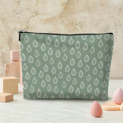 Green Drawn Rain Makeup Bag, Boho Makeup Organizer Cosmetic Bags for Women - color: GreenSeed