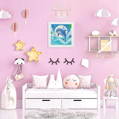 WEMEON Dolphin Diamond Art Kits for Kids with Frame - color: Dolphin