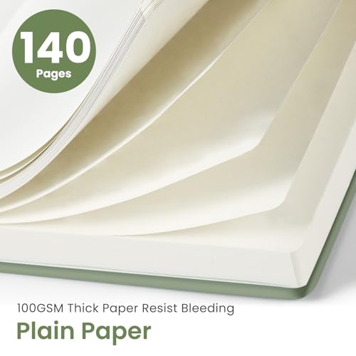 Taja Blank Spiral Notebook for Work, 5.7"x7.9" Spiral Plain Sketch Notebook - color: A-Green, style: d-Blank