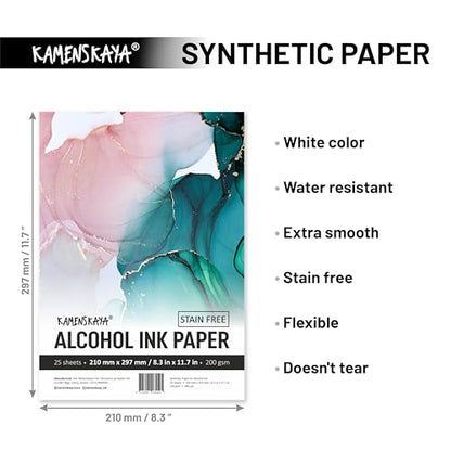 Kamenskaya Alcohol Ink Set with Alcohol Ink Paper