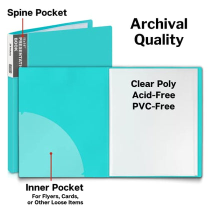 Dunwell 11x14 Art Portfolio Binder, 24 Pockets, Acid-Free, Aqua - color: Aqua, size: 11x14", style: 11x14" Vertical