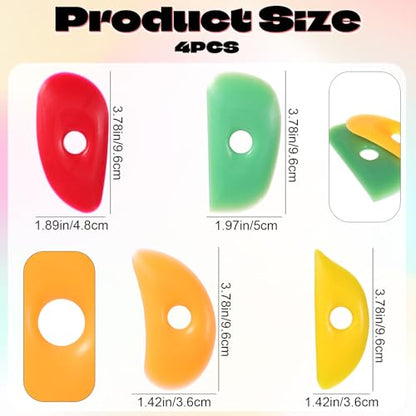 4 PCS Pottery Rib Tools Silicone Ribs Pottery Trimming Tools Soft Silicone Sculpting Tool Multi Styles Wheel Rib Tool for DIY Pottery-Shapes (Classic Style)