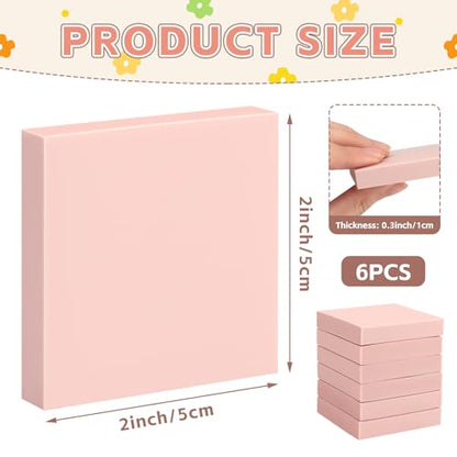 6 Pack 2"x2" Pale Pink Rubber Stamp Carving Blocks - Soft Linoleum Material for DIY Craft Projects & Handmade Stamps - size: 2"x2"