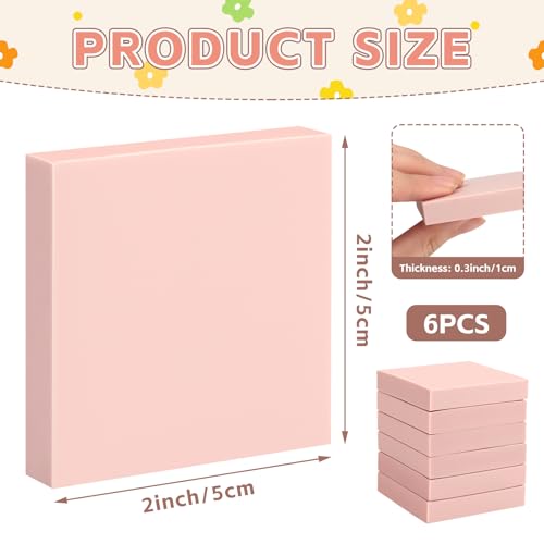 6 Pack 2"x2" Pale Pink Rubber Stamp Carving Blocks - Soft Linoleum Material for DIY Craft Projects & Handmade Stamps - color: 6pack, size: 2"x2"