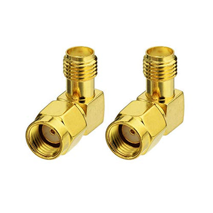 Bingfu RP-SMA Male to SMA Female Right Angle Antenna Connector Adapter 2PCS