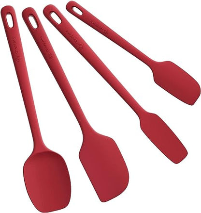 ChefAide 4 Pieces Silicone Spatulas Set, Heat Resistant Rubber Spatula - color: Red, size: 4 pieces