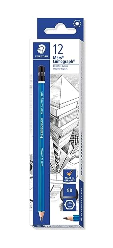 STAEDTLER Mars Lumograph 8B Graphite Art Drawing Pencil, Soft, Break-Resistant Bonded Lead, 12 Pack, 100-8B - style: 8B