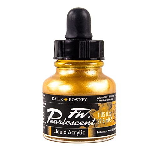 Daler-Rowney FW Pearlescent and Shimmering Liquid Acrylic Autumn Gold 1 oz.