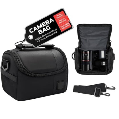 eCostConnection Small Padded Camera Bag with Shoulder Strap – Compact DSLR & Mirrorless Camera Carrying Case, Lightweight Protective Crossbody Case - size: Small