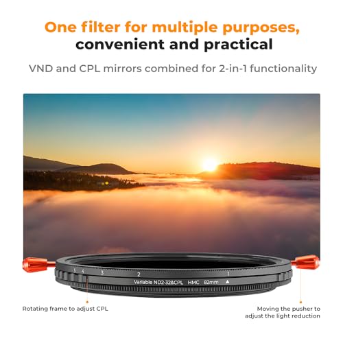 K&F CONCEPT 72mm Variable ND2-32 (1-5 Stops) & Polarizing Lens Filter in 1 - size: 72mm