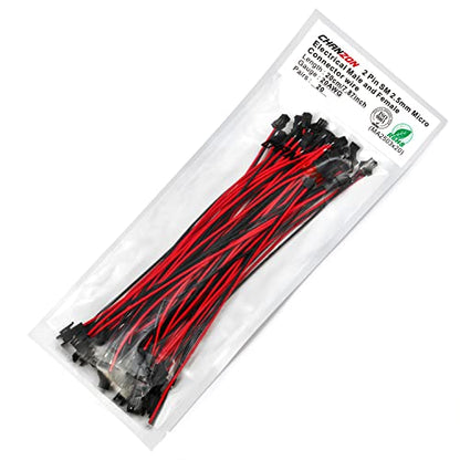 Chanzon 20Pairs Jst SM 2.5mm Pitch Female Male Plug Connector 2Pin 7.87inch - size: 3)20cm(7.87inch)