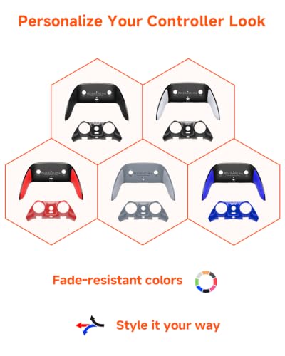 CHARM FOCUS Replacement Shell Set for PS-5 Edge Controller, TPE Grip Cover - color: Blue