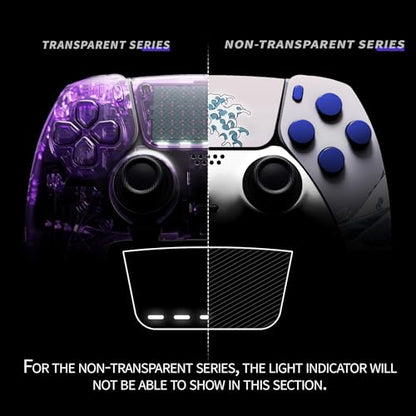eXtremeRate Full Set Shell with Buttons Touchpad Cover Compatible with ps5 Edge Controller, The Great Wave Replacement Decorative Trim Shell Front Back Plates Compatible with ps5 Edge Controller - color: The Great Wave