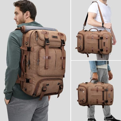 WITZMAN Travel Backpack for Men 45L Large Carry-on Airline Approved - color: Brown