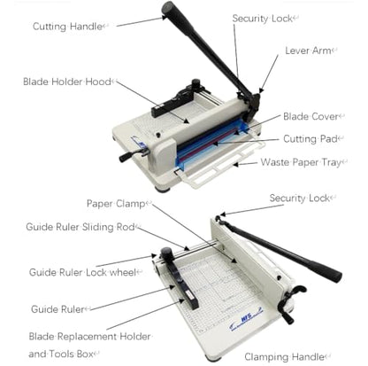 HFS(R) Heavy Duty Guillotine Paper Cutter 400 Sheet Capacity | Solid Steel Construction (A3-17'' paper cutter) - size: A3-17''