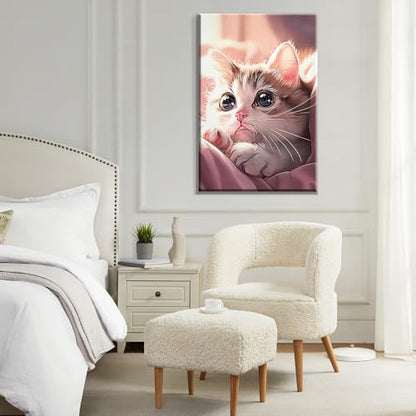 ATDMS Cat Paint by Numbers Kit for Adults with Frame, 8x12 Inch - color: Cat 237