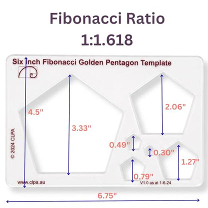 Fibonacci 6" 3-Piece Drawing Template Set, Golden Ratio Stencils - style: Set - 6" Triangle/Pentagon/Hexagon