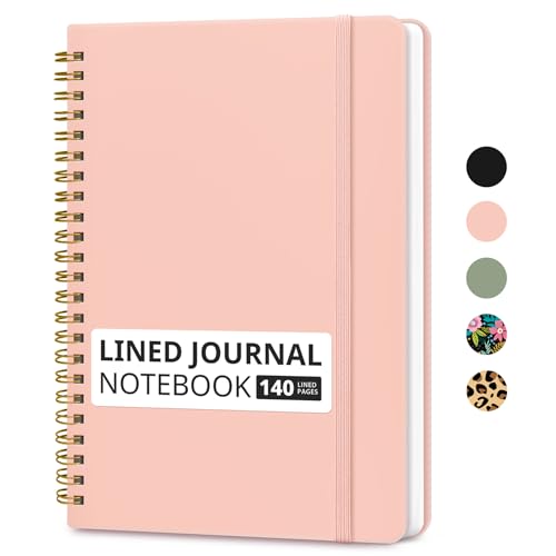Taja Lined Spiral Notebook for Work, 5.7"x7.9" Spiral Journal College Ruled - color: B-Pink, style: a-Lined(1 Pack)