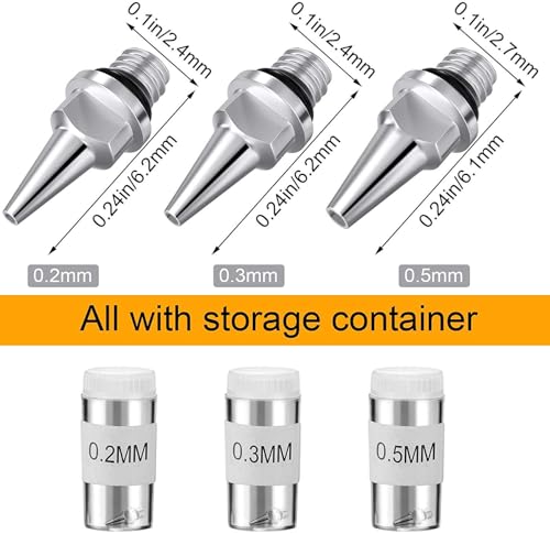 HUBEST 9pc Airbrush Nozzle Replacement Kit, 0.2/0.3/0.5mm & Repair Tool - size: KIT3