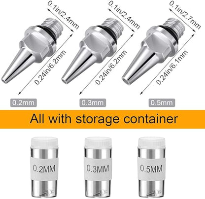 HUBEST 9pc Airbrush Nozzle Replacement Kit, 0.2/0.3/0.5mm & Repair Tool - size: KIT3