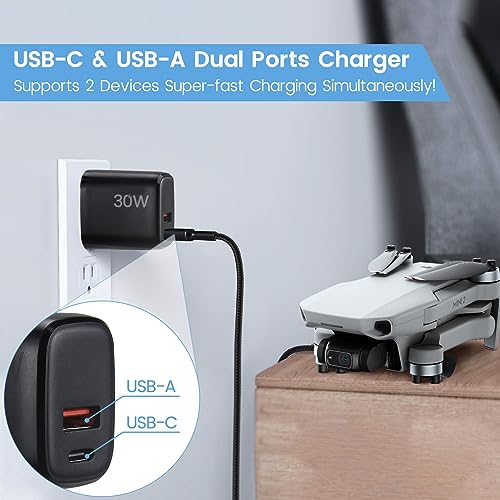 30W PD USB C Fast Charger for DJI Neo, Mini 4K, 4 Pro, Air 3S Drones, Black - color: Black, size: 30w / 6.6ft