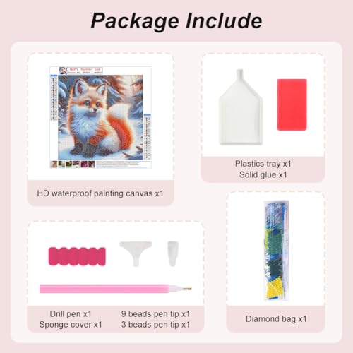 FHBUBPUP Diamond Painting Kits for Adults Fox Diamond Art Kits for Adults
