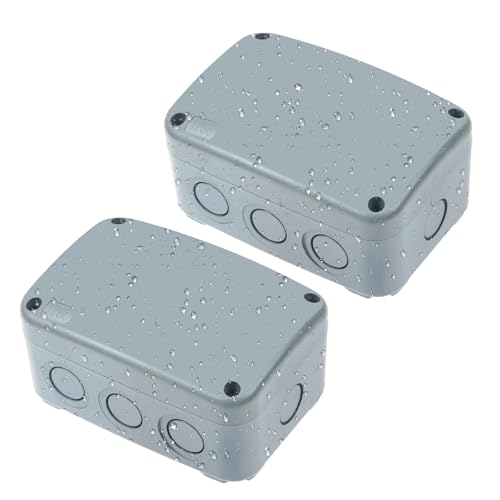 Waterproof Junction Box,Greencycle 2PK ABS IP66 Waterproof & Dustproof,Outdoor/Indoor Junction Box,Electrical Project Enclosure(4 7/8"×3 1/4"×2 1/4") DIY Opening Hole,for Terrace,Workshop - color: Grey, size: 4.9x3.3x2.3"(2PK)