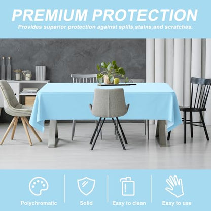 54IN X 320FT Plastic Table Cover Roll with Cutter Box, Cut to Size Plastic Table Cloths for Parties, Birthday, (Light Blue,54"x3840"(Rectangular)) - color: Light Blue, size: 3840" x 54" (Rectangular)