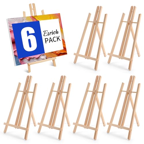 ESRICH 6 PCS 16in Wood Easels, Tabletop Easel for Painting Party - style: 16"-6P